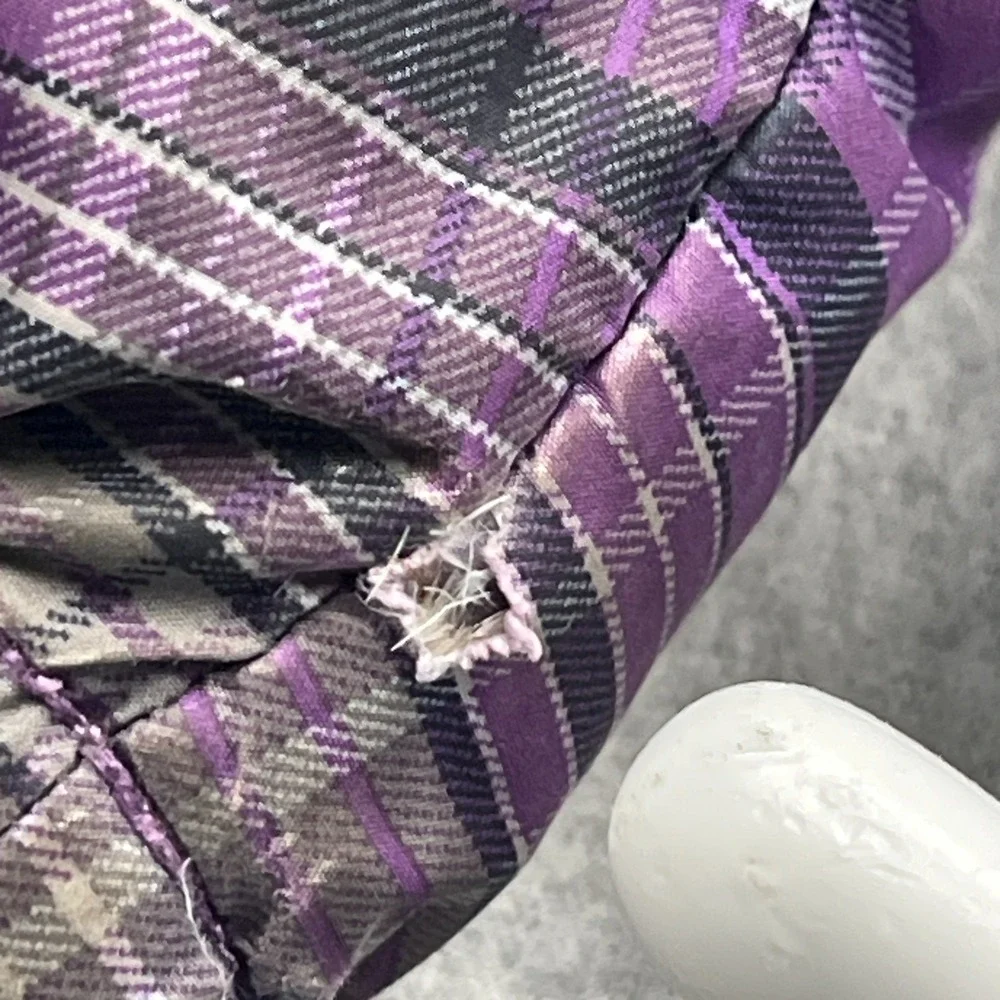 Patagonia Jacket Youth Medium 10 Purple Plaid Down Puffer Insulated Winter 68303